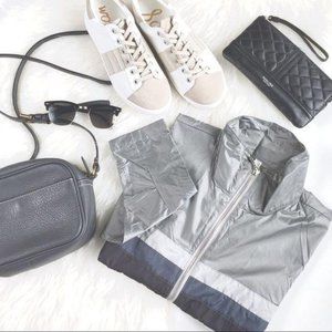 Free People "Eevee" Citygrey Striped Windbreaker